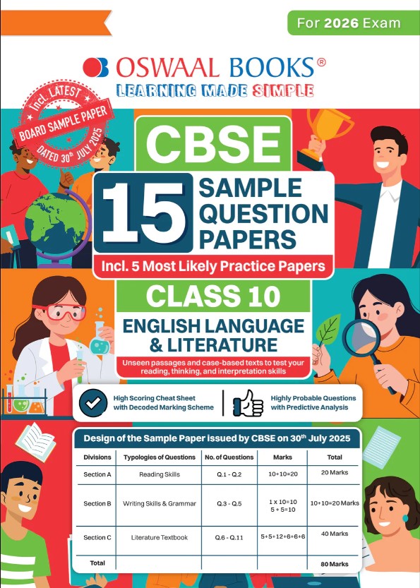 Oswaal Books | CBSE 15 Sample Question Papers Class 10 English Language & Literature for 2026 Board Exam